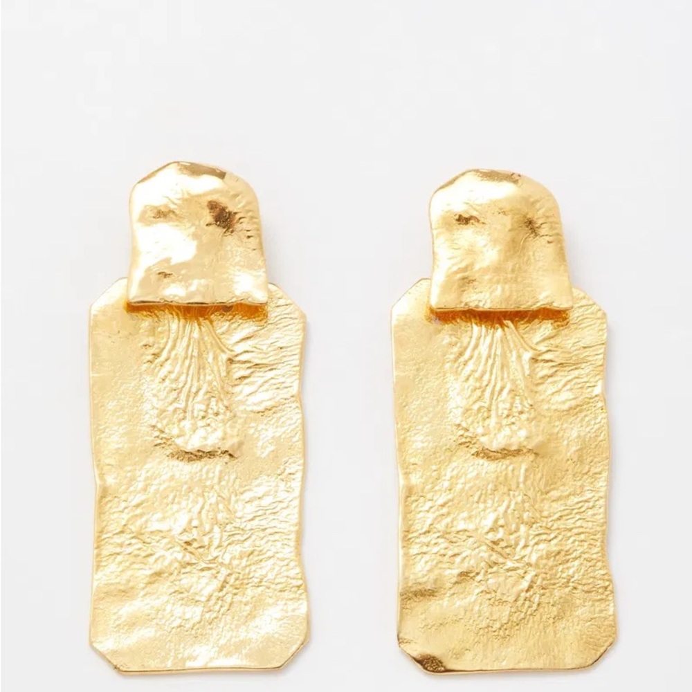 Hermina Athens Gold Plated Textured Statement Earrings